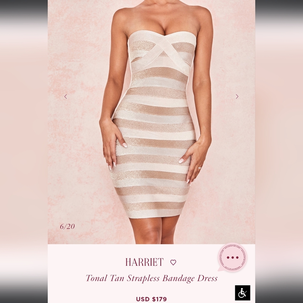 House Of CB Harriet Tan Strapless Bandage Dress M